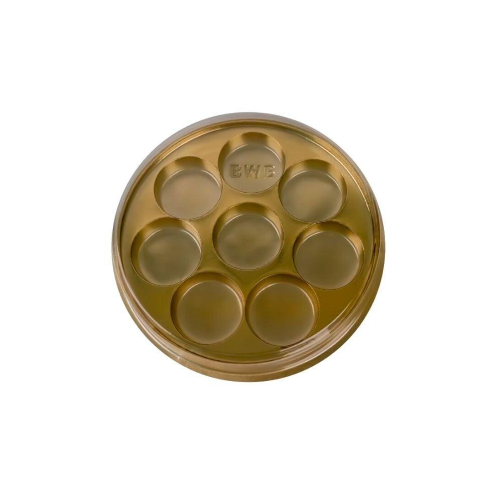 Foto do Produto - CAIXA REDONDA P/ BOMBONS C/ 8 CAVIDADES - DOURADO